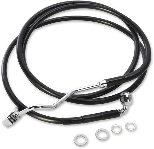 Drag Specialties Brake Line Kit Extended Upper Front Length Black Vinyl/Stainless Steel + 6" - Part #17414507 - Hogparts UK