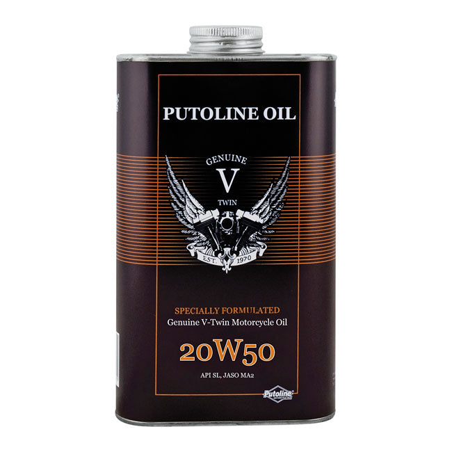 Putoline, 20W50 Full Synthetic. 1 Litre for 84-20 Big Twin; 86-20 XL; 08-12XR1200; 02-17V-Rod; 14-20 Xg750/A/500 Street/Rod