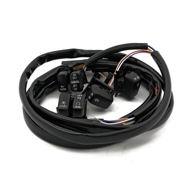 MCS Handlebar Switch & Wiring Kit. Standard. Black – 1996–2006 Softail; Dyna