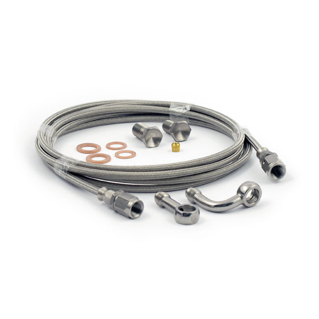 Goodridge Hide-A-Line Brake Line Kit, Stock/Raised Handlebar for Single Disc 87-13 Softail; 93-13 Dyna; 87-03 XLh