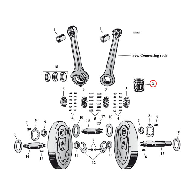 Connecting Rod Roller & Retainer Kit for 29-73 45Ci Flathead