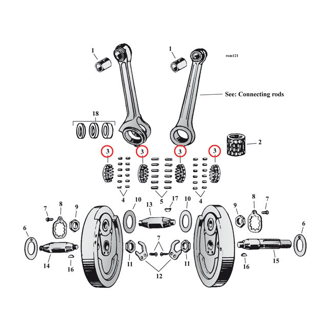 Retainer, Connecting Rod Rollers for 29-73 45" Sv