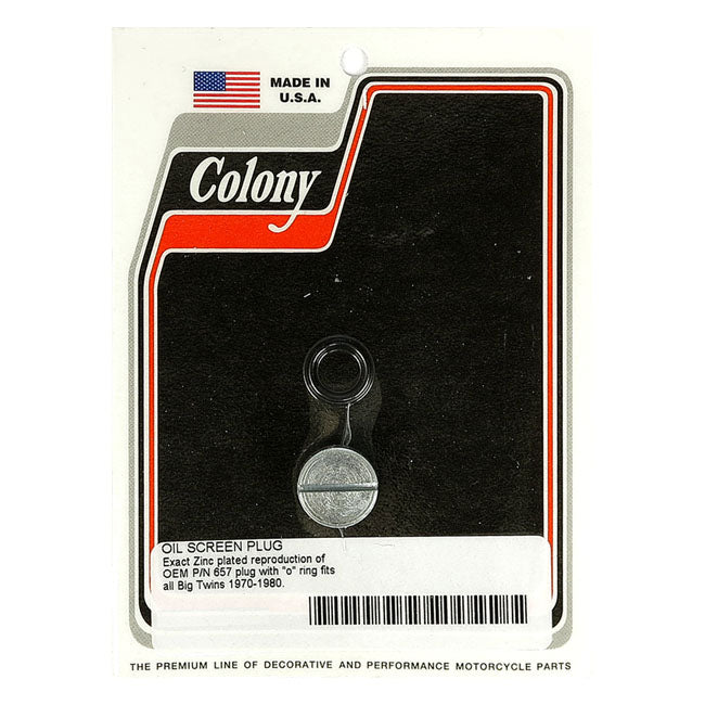 Colony Plug, Oil Screen Crankcase for 70-80 Big Twin