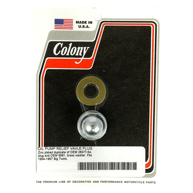 Colony Plug, Oil Pump Relief Valve for 54-67 Big Twin