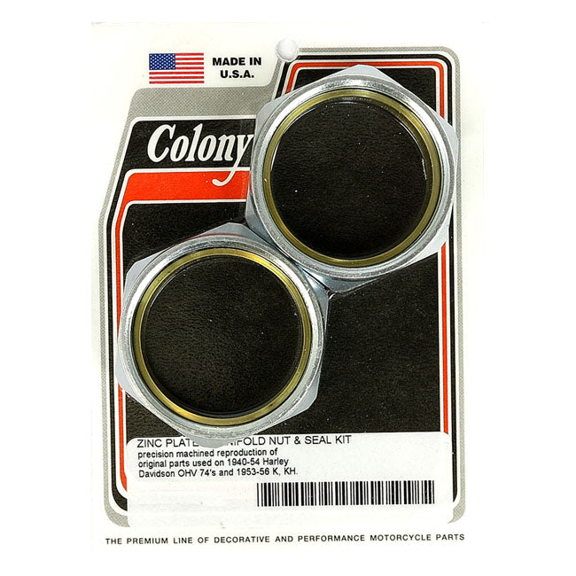 Colony Manifold Nuts, Plumber Style for 40-54 Ohv 74"/61" Big Twin; 53-56 K, KH