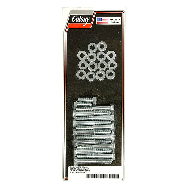 Colony, Sportster Rocker Box Bolt Kit. Hex, Zinc for 57-76 Sportster
