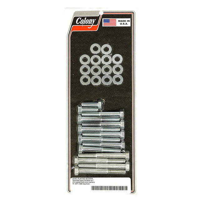 Colony, Sportster Rocker Box Bolt Kit. Hex, Zinc for 77-85 XL