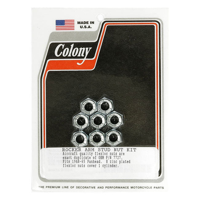 Colony, Panhead Rocker Arm Stud Flex Nut Set for 48-65 Panhead
