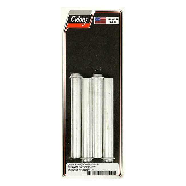 Colony, Inner Pushrod Cover Tubes. Zinc for L79-84 Shovelhead; 84-99 Evo Big Twin; 57-90 XL