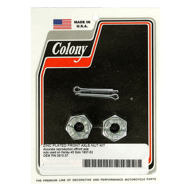 Colony Axle Nut Kit. Front for 37-52 45" Sv Solo; 26-34 Singles