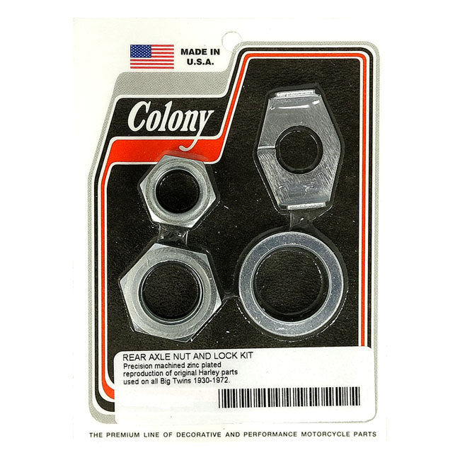 Colony Rear Axle Nut & Lock Kit for 30-72 H-D (Excl. 45" & All VL Models)