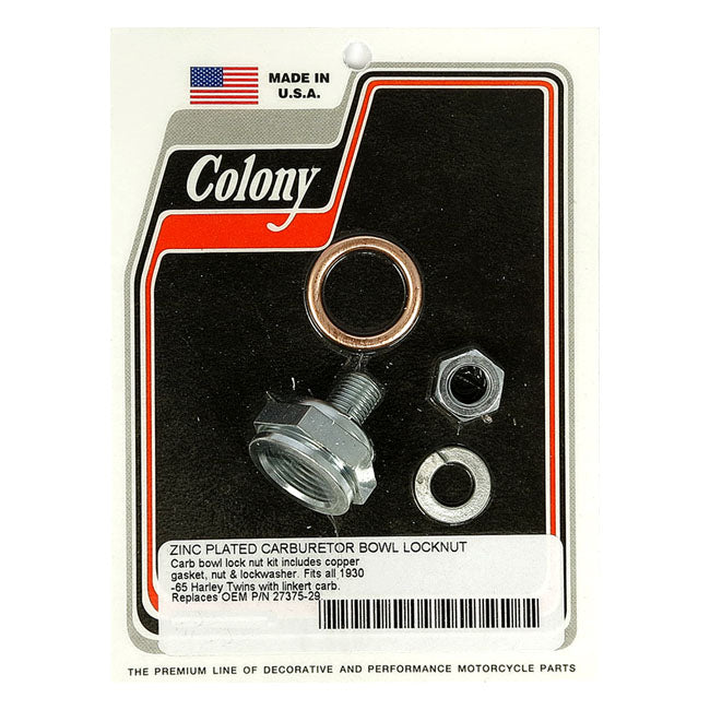 Colony Linkert Carb Bowl Lock Nut Kit for 30-65 H-D With Linkert Carb