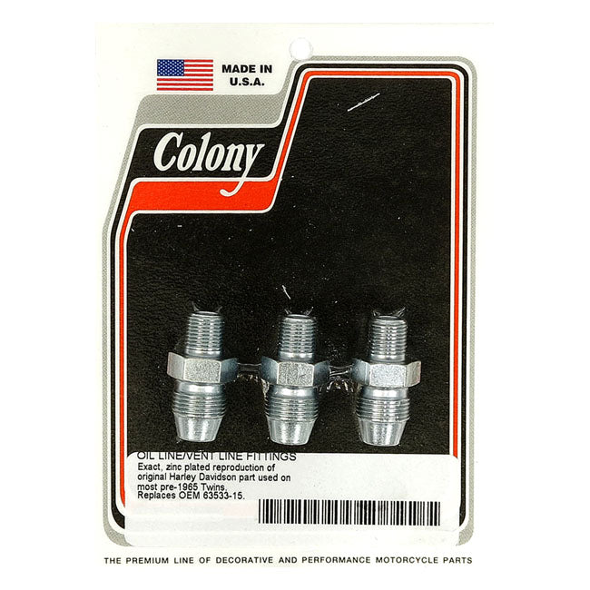Colony Oil Line Fittings for 36-64 Big Twin; 37-73 45" Sv