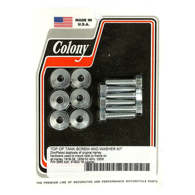 Colony Oil Tank Hardware Set for 1918-36 All H-D; 1936-52 45" Sv