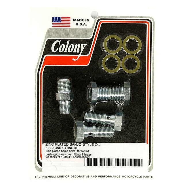 Colony, Knuckle Banjo Style Rocker Cover Oil Feed Fittings for 36-41 Knuckle