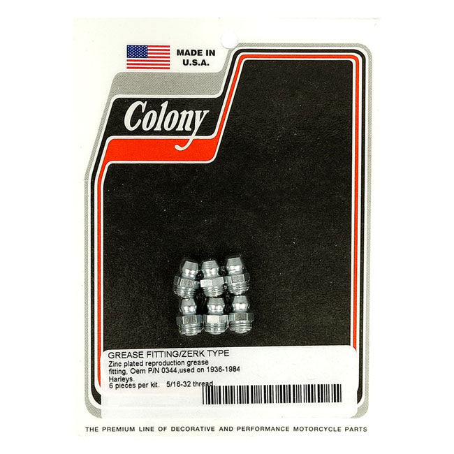 Colony, Grease Fitting. 5/16-32. Zinc for 1936-1984 H-D