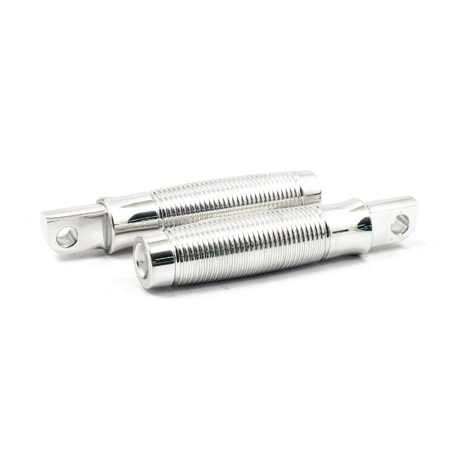 Rough Crafts, Groove Footpegs. Chrome for All H-D With Traditional Male Mount