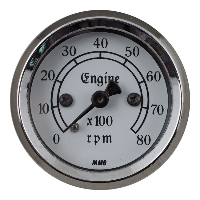 mmb 48mm Ultra Mini Tachometer Classic 8000Rpm Chrome