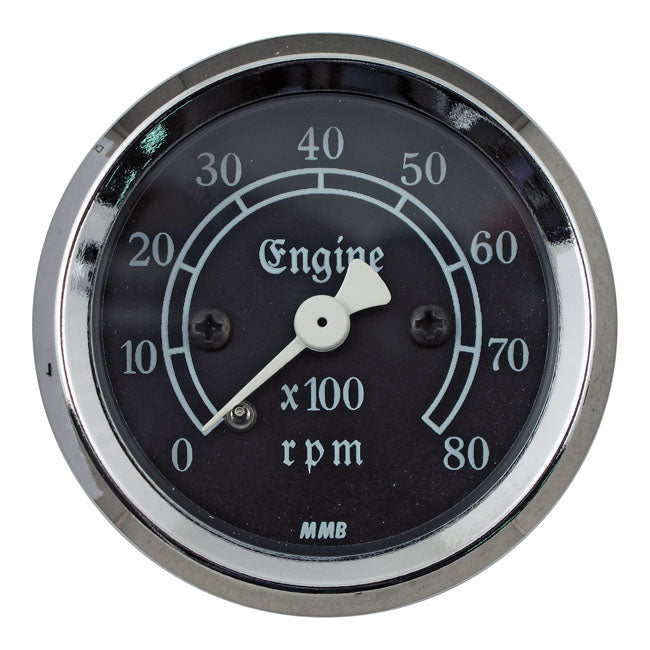 mmb 48mm Ultra Mini Tachometer Classic 8000Rpm Chrome