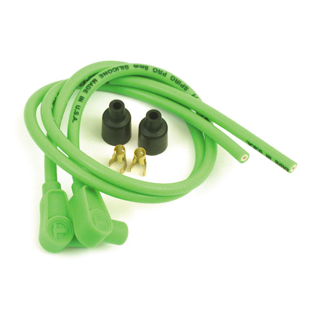 Taylor, 8mm Spiro-Pro Universal Spark Plug Wire Set. Green for Universal For Use With Pre-Twin Cam Style Coils