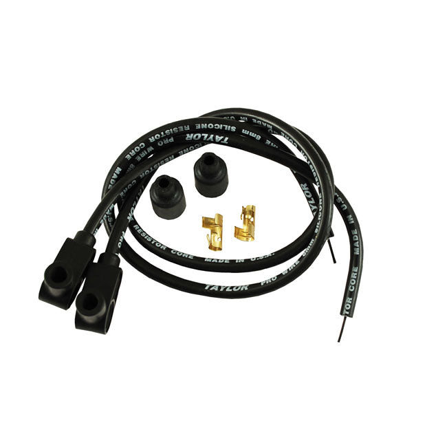 Taylor, 8mm Carbon Core Univ. Spark Plug Wire Set. Black for Electronic Ignitions With Pre-Twin Style Coils