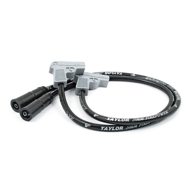 Taylor, 9mm Fire Power Spark Plug Wire Set. Black/Silver for 99-08 Flt With Inj; 04-06 XL (Excl. 2004 XL 1200S)