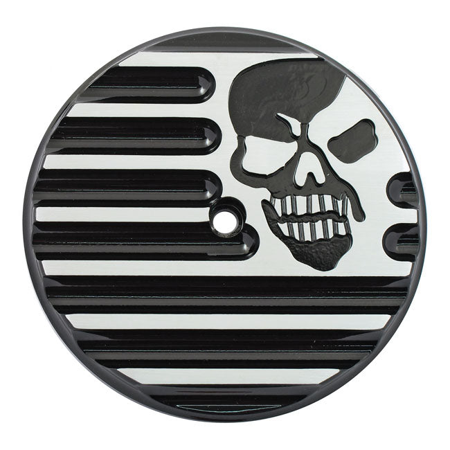 Covington's, Finned Air Cleaner Cover Insert. Skull for 99-15 Twin Cam (Excl. 08-15 Dyna, 13-15 Touring, Trike)