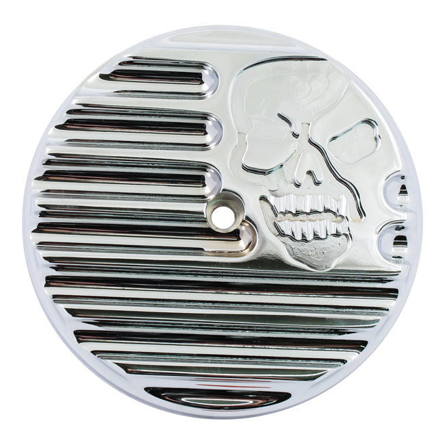 Covington's, Finned Air Cleaner Cover Insert. Skull for 99-15 Twin Cam (Excl. 08-15 Dyna, 13-15 Touring, Trike)