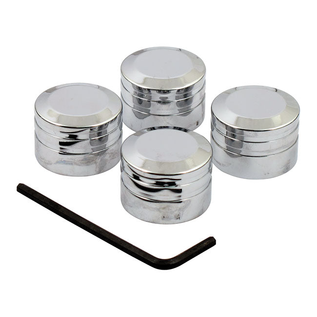 Riverside Custom, Head Bolt Cover Kit. Chrome Aluminium for L85-17Big Twin (Excl. M8); 92-20 XL; 08-12XR1200