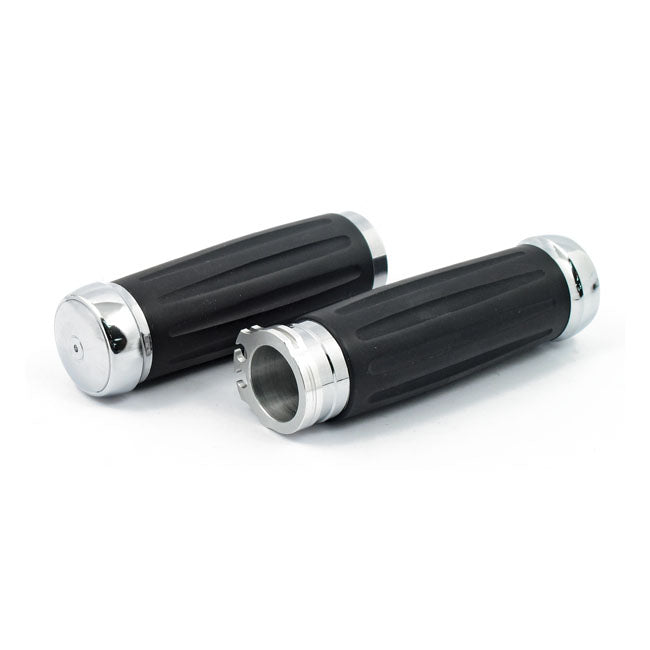 Riverside, Aluminium Grips. Black for 74-20 H-D With Single Or Dual Throttle Cables (Excl. Street)