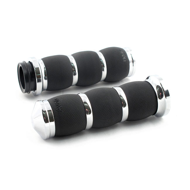 Avon Grips Air Cushioned Grip Set. Chrome – 2008–2025 H-D with E-throttle