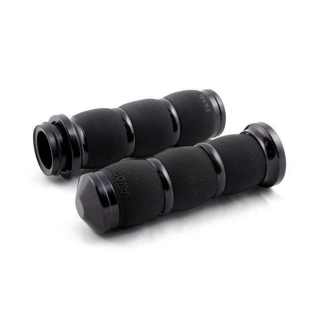 Avon Grips Air Cushioned Grip Set. Black Anodized – 2008–2025 H-D with E-throttle