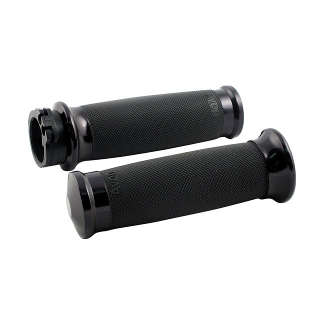 Avon Grips Avon Custom Contour Grips, Black Anodized – 1996–2022 H-D with Dual Throttle Cables