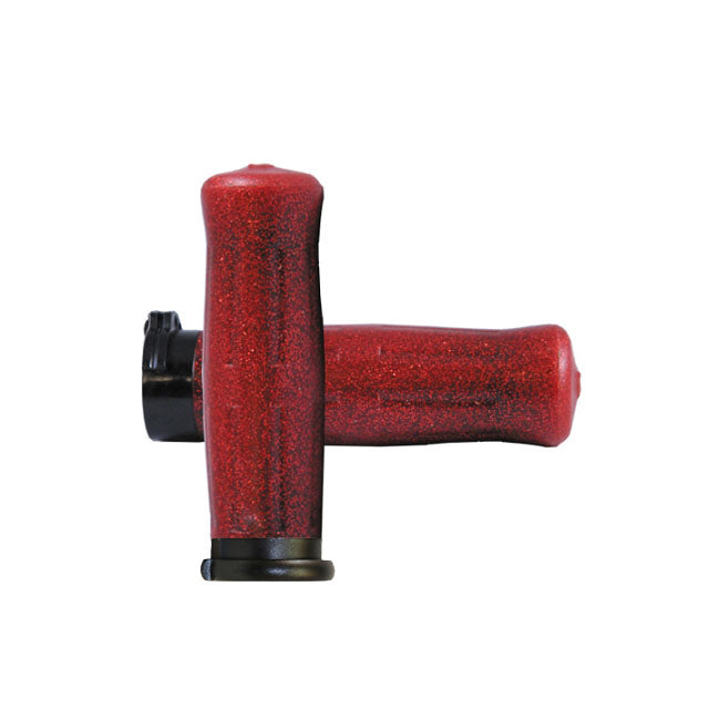 Avon Old School Grips Coke Bottle Look, Red Sparkle for 74-20 H-D With Single Or Dual Throttle Cables (Excl. Street)