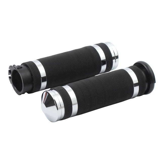 Avon Super Sport Air-Ss Grips, Chrome for 96-21 H-D With Dual Throttle Cables (Excl. Street)