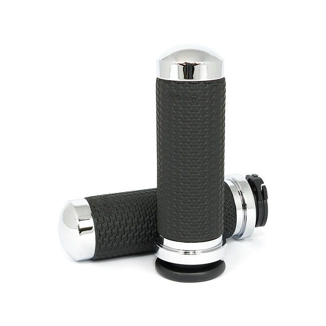 Avon Memory Grips, Chrome for 96-21 H-D With Dual Throttle Cables (Excl. Street)