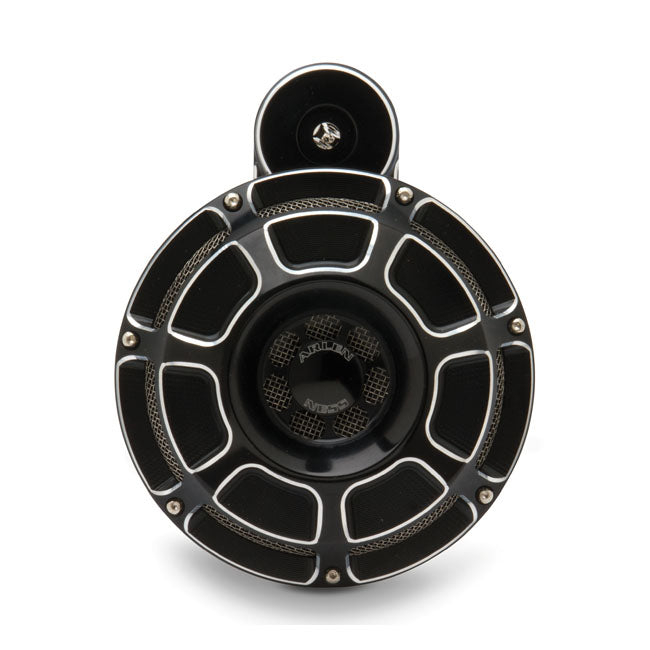 Arlen Ness Billet Horn Kit, Beveled. Black CC – Universal