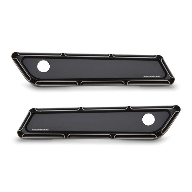 Arlen Ness Saddlebag Latch Cover Set. Beveled, Black CC – 2014–2025 FLT/Touring