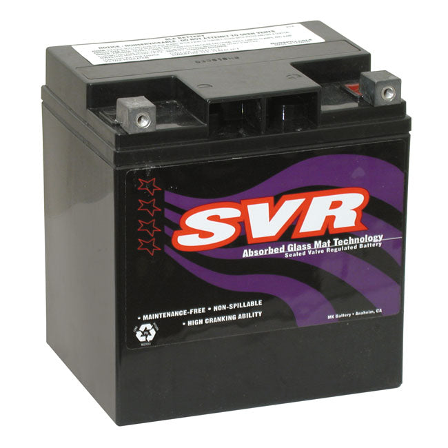 Svr, SeaLED Agm Battery. 12 Volt, 30Amp, 400Cca for 97-20 Flt/Touring; 09-20 Trikes