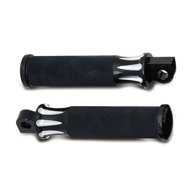Arlen Ness Fusion Foot Pegs. Deep Cut. Black – All H-D with Traditional Male Mount