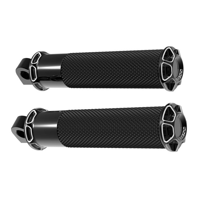 Arlen Ness Beveled Fusion Foot Pegs. Black – All Traditional H-D Male Mount