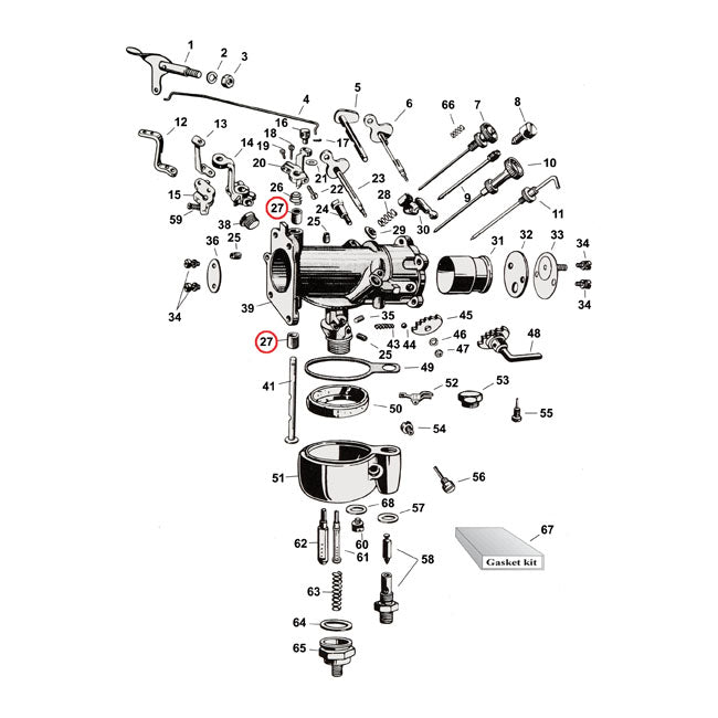 Bushing, Throttle Shaft for 31-65 Big Twin; 57-65 XL; 36-65 45"; 53-73 Servi-Cars