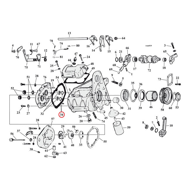 Jim's Retaining Ring, Transm. Bearing for Main & Countershaft Bearing: 99-20 Big Twin(2).   Countershaft Bearing Only: 06-20 XL(1); 08-12XR1200(1).