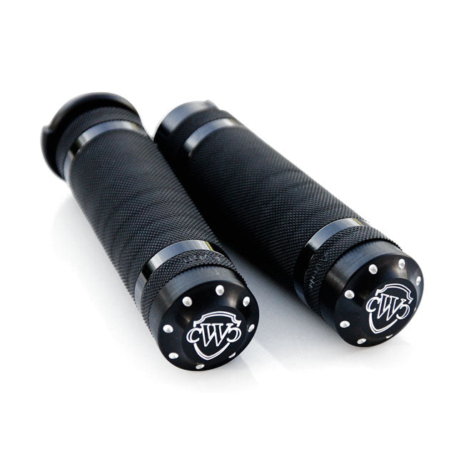 Cult-Werk, 1" / 25.4mm Grooved Handlebar Grips. Black for 96-20 H-D With Single Or Dual Throttle Cables (Excl. Street)