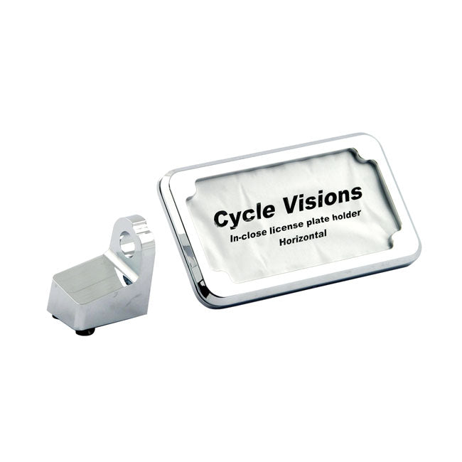 Cycle Visions Inclose License Plate Holder Horizontal. Chrome for 86-07 Softail