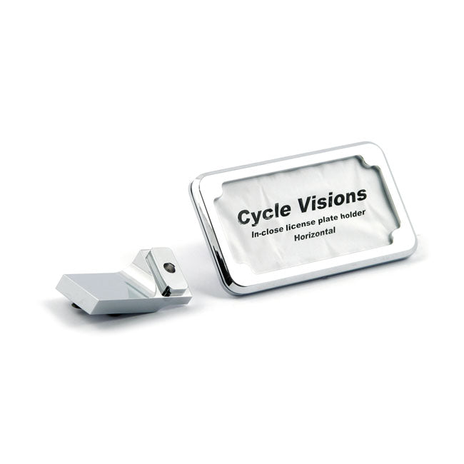 Cycle Visions Inclose License Plate Holder Horizontal. Chrome for 91-05 Dyna