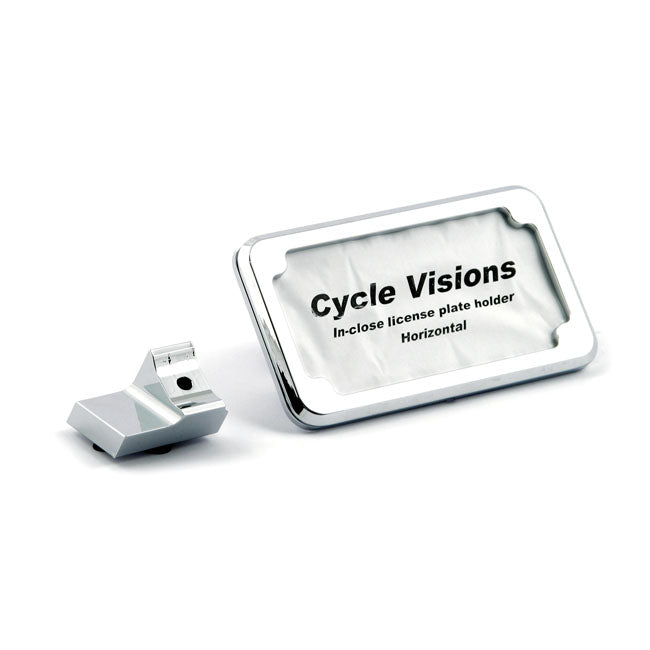 Cycle Visions Inclose License Plate Holder Horizontal. Chrome for 05-20 Sportster