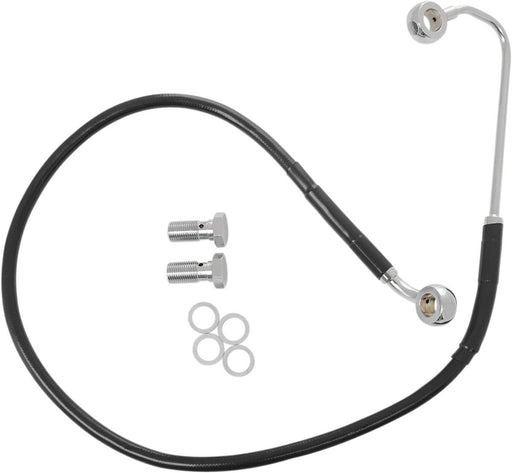 Drag Specialties Brake Line Stainless Steel Black Coated Front/Upper Extended +10" - Part #17413774 - Hogparts UK