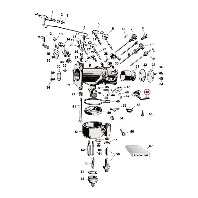 Lever Air Intake, Civilian Models Chrome for 33-52 45" (41-43 45" Wla, Wlc); 53-57 Servi-Cars; 33-48 74"/80" Sv
