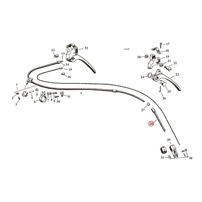 Adjuster Screw, Front Brake Cable for 29-52 45" Sv